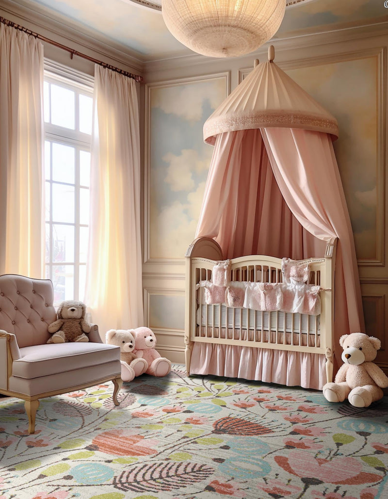 Playful Patterns Collection Area Rug -  Fantasy Square Ivory  lifestyle 23