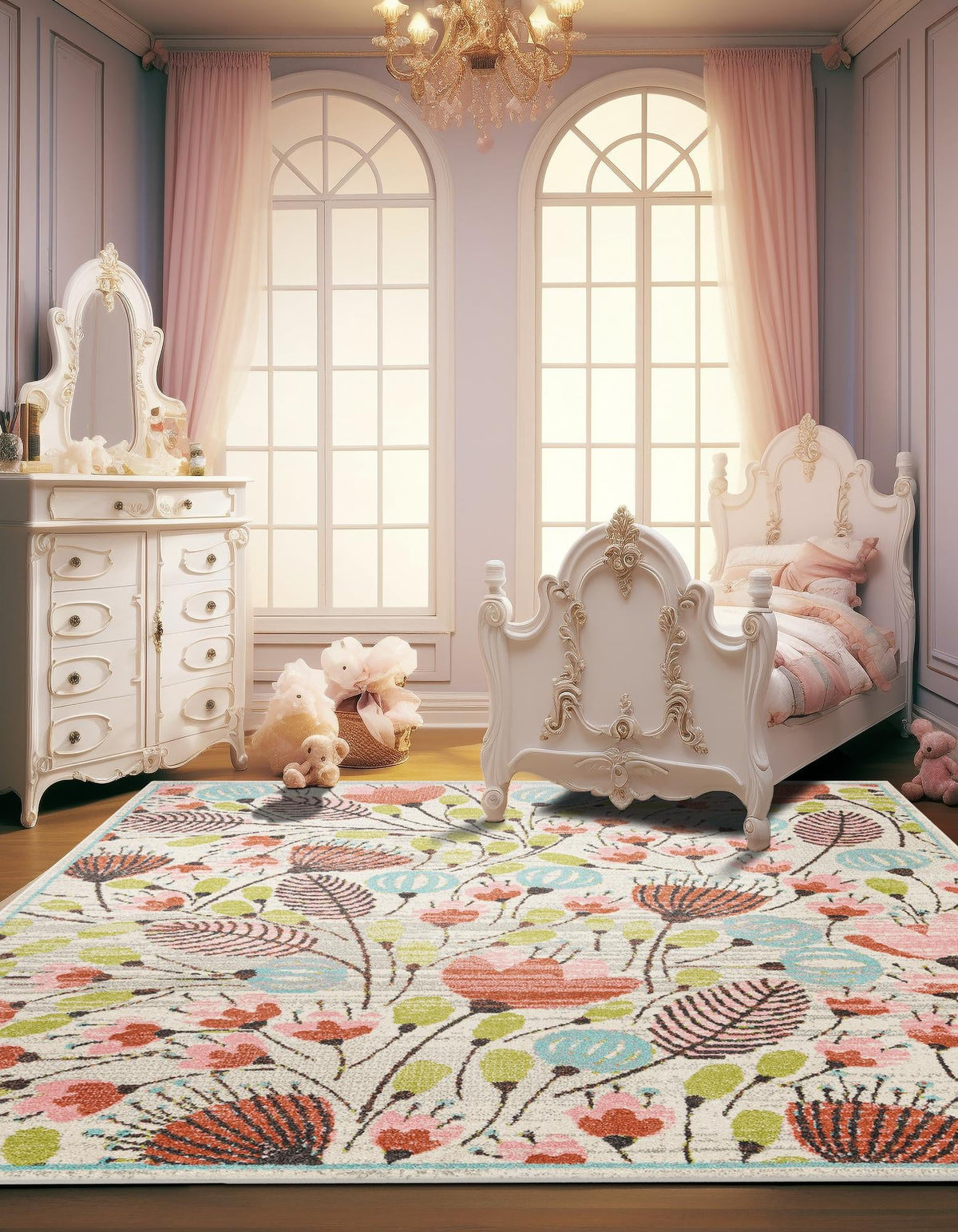 Playful Patterns Collection Area Rug -  Fantasy Square Ivory  lifestyle 30