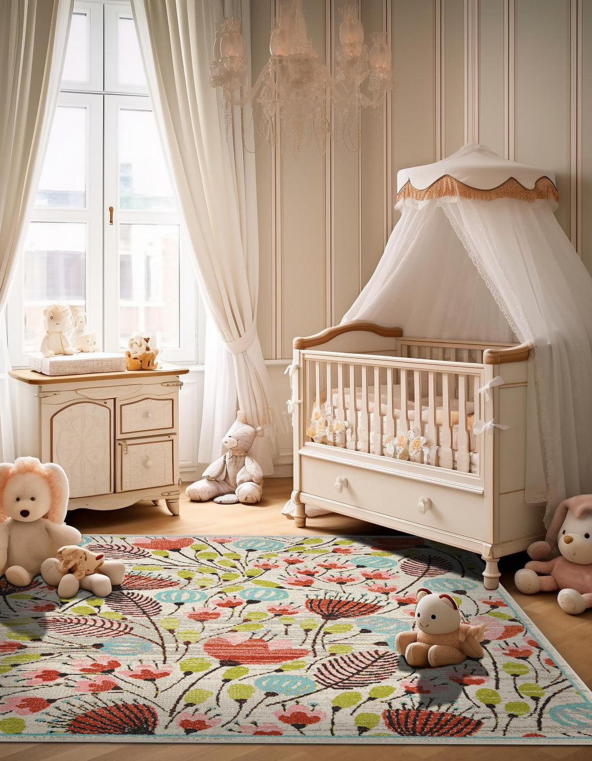 Playful Patterns Collection Area Rug -  Fantasy Square Ivory  lifestyle 31