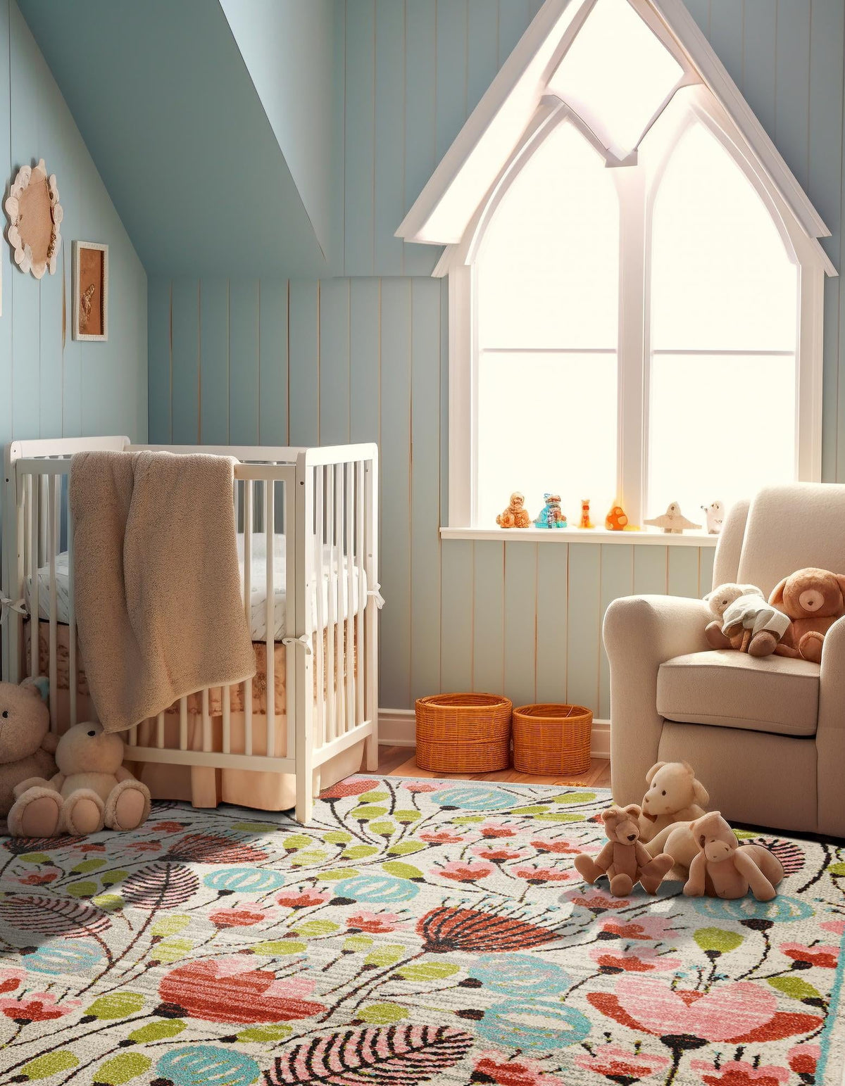 Playful Patterns Collection Area Rug -  Fantasy Square Ivory  lifestyle 35