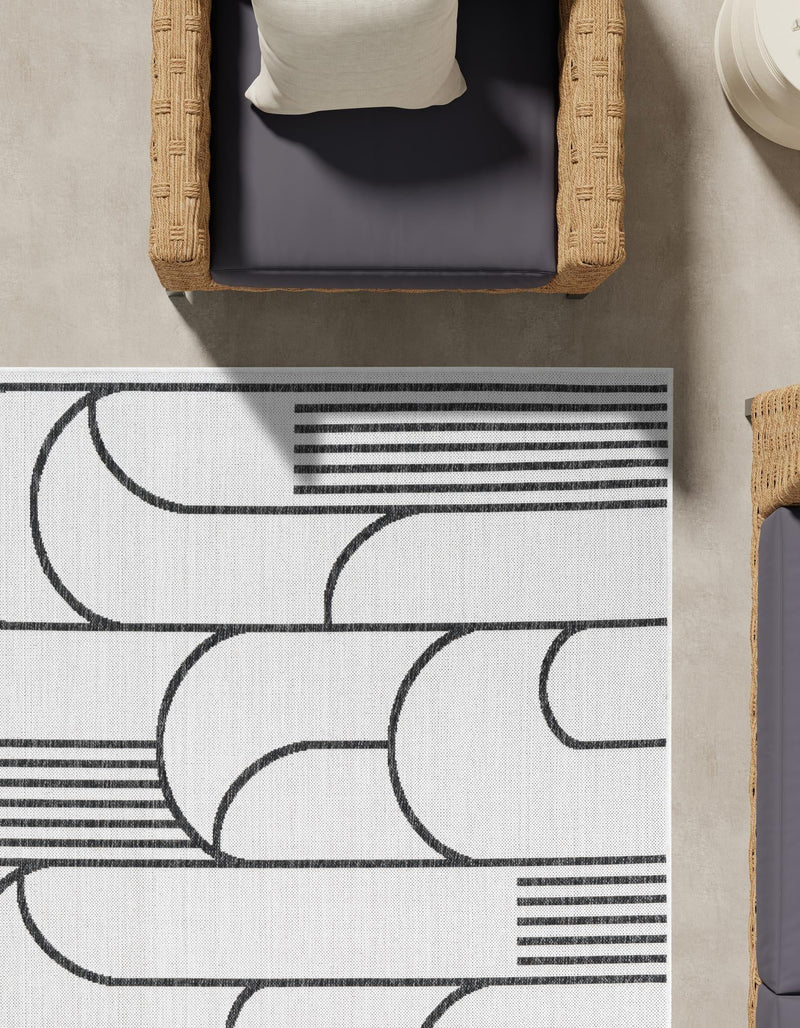 Urban Terrace Collection Area Rug -  Greenwich Rectangle White and Black  lifestyle 8