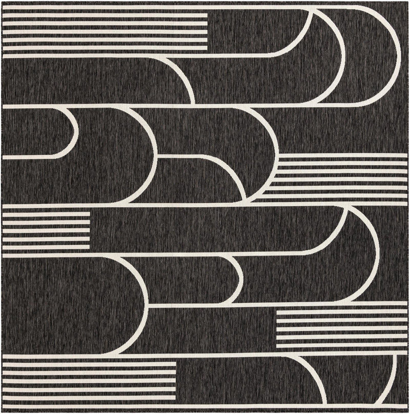 Urban Terrace Collection Area Rug -  Greenwich Square Black and White  lifestyle 74