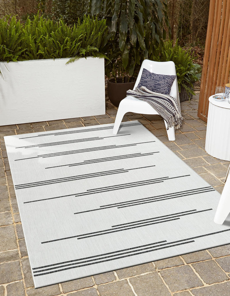 Urban Terrace Collection Area Rug -  Brooklyn Rectangle White and Black  lifestyle 3