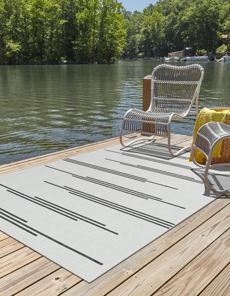 Urban Terrace Collection Area Rug -  Brooklyn Rectangle White and Black  lifestyle 4