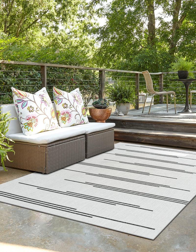 Urban Terrace Collection Area Rug -  Brooklyn Rectangle White and Black  lifestyle 9