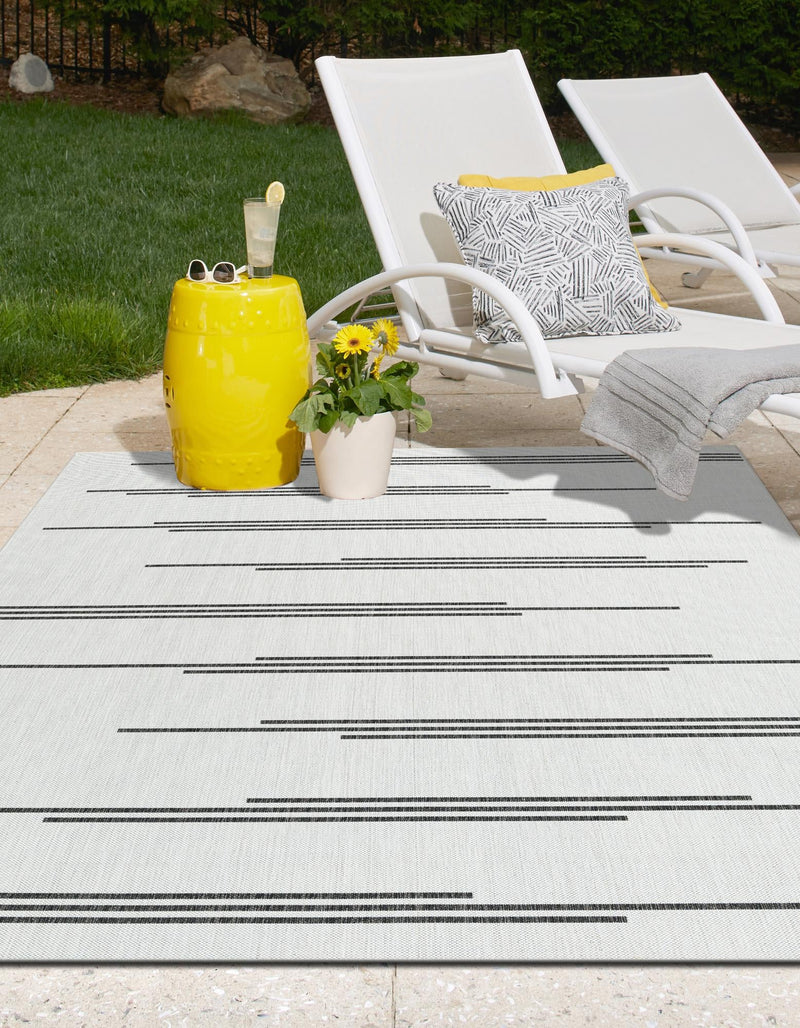 Urban Terrace Collection Area Rug -  Brooklyn Rectangle White and Black  lifestyle 10