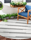 Urban Terrace Collection Area Rug -  Brooklyn Round White and Black  lifestyle 0