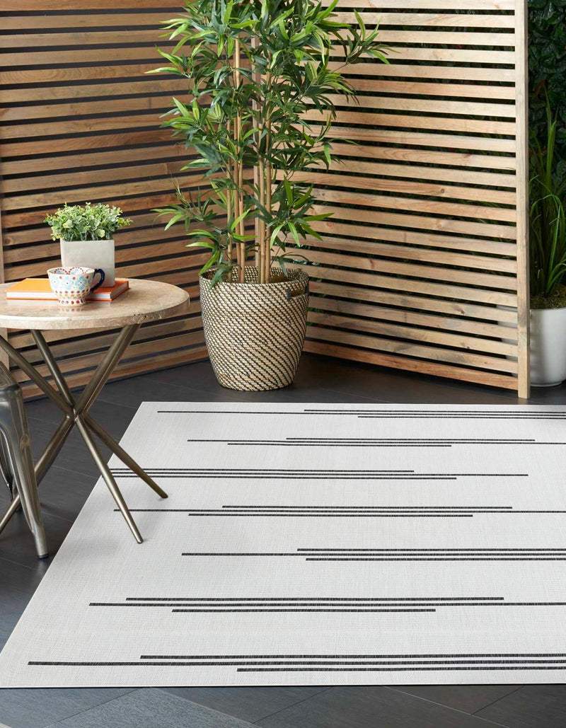 Urban Terrace Collection Area Rug -  Brooklyn Square White and Black  lifestyle 0