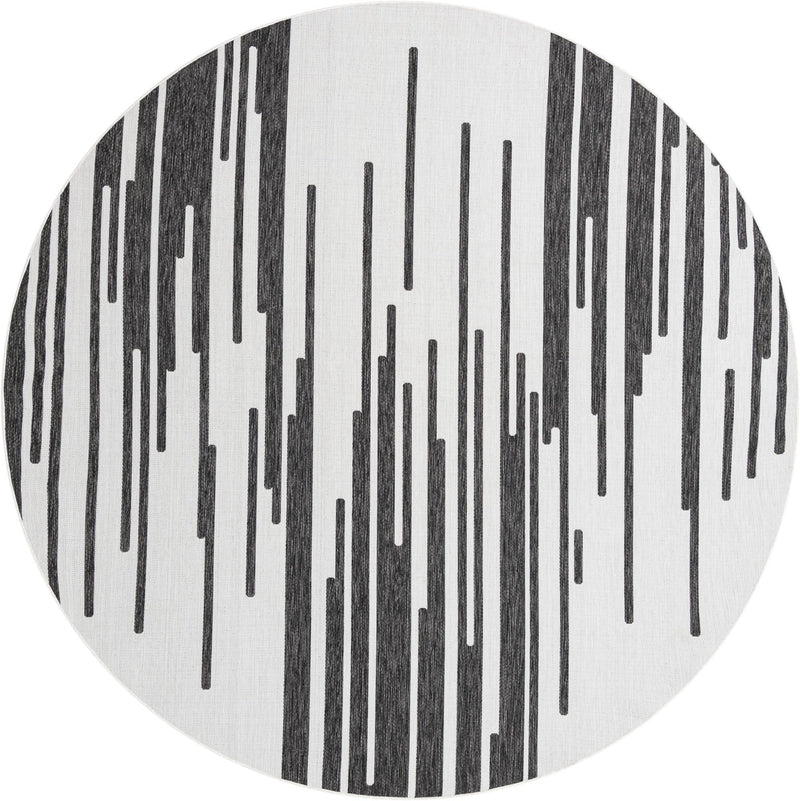 Urban Terrace Collection Area Rug -  Riverside Round Black and White Main