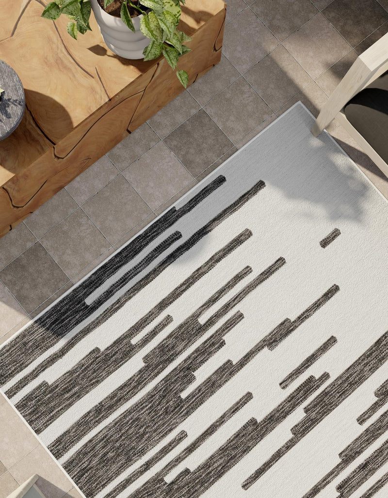 Urban Terrace Collection Area Rug -  Riverside Rectangle Black and White  lifestyle 7