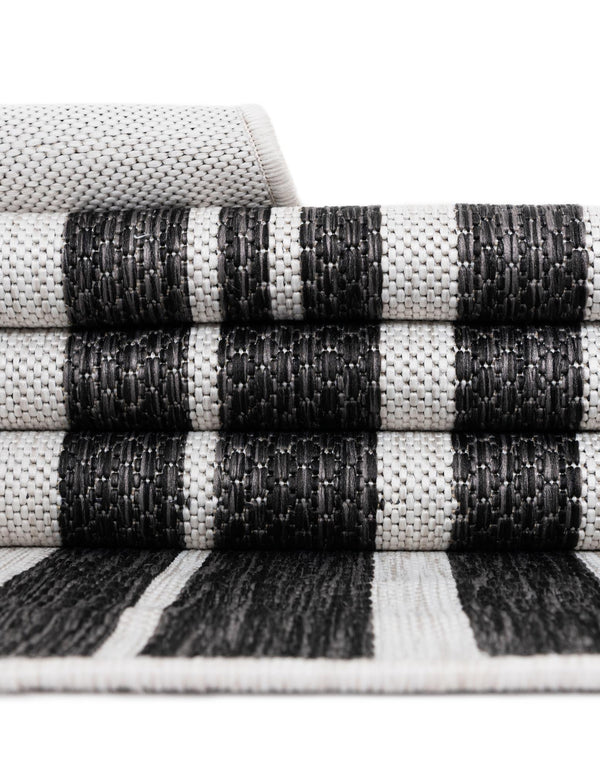 Urban Terrace Collection Area Rug -  Riverside Rectangle Black and White  lifestyle 15