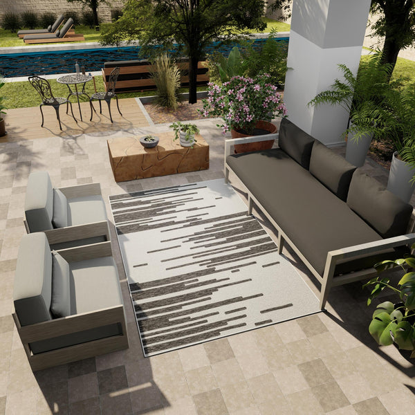 Urban Terrace Collection Area Rug -  Riverside Rectangle Black and White  lifestyle 16