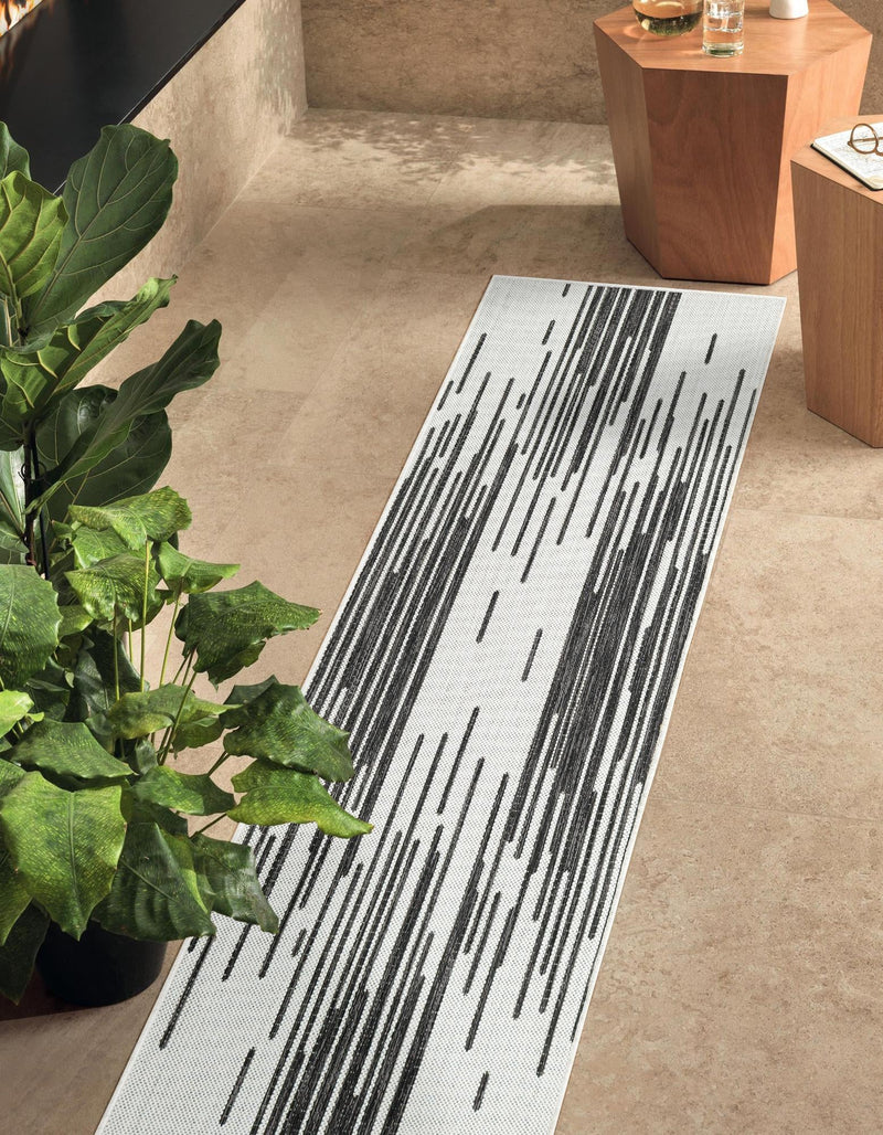 Urban Terrace Collection Area Rug -  Riverside Runner Black and White  lifestyle 0