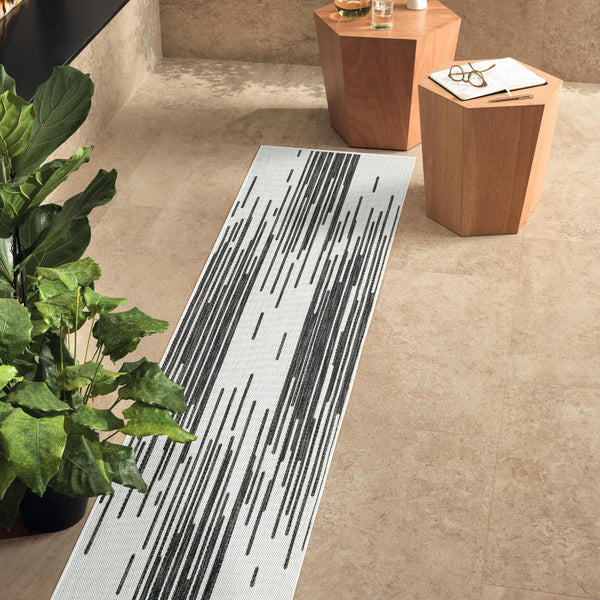 Urban Terrace Collection Area Rug -  Riverside Runner Black and White  lifestyle 13