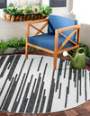 Urban Terrace Collection Area Rug -  Riverside Round Black and White  lifestyle 2