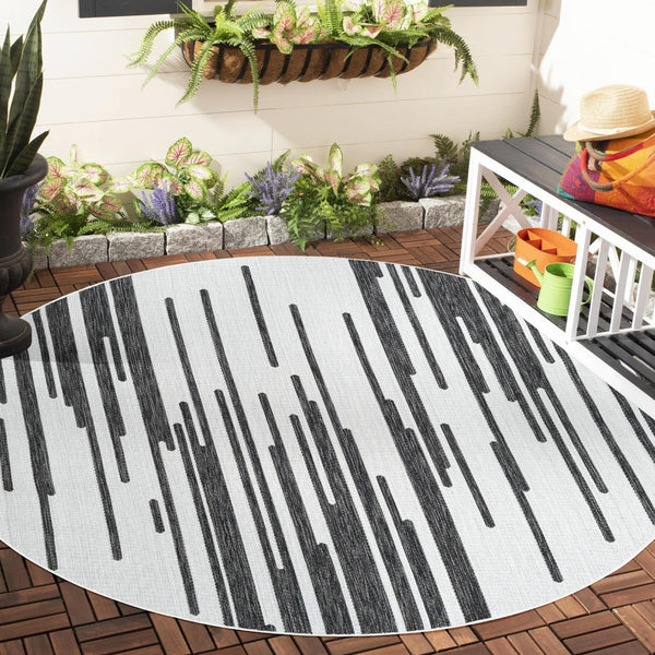 Urban Terrace Collection Area Rug -  Riverside Round Black and White  lifestyle 11