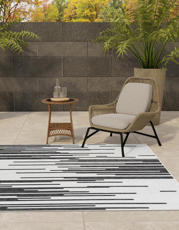 Urban Terrace Collection Area Rug -  Riverside Square Black and White  lifestyle 3