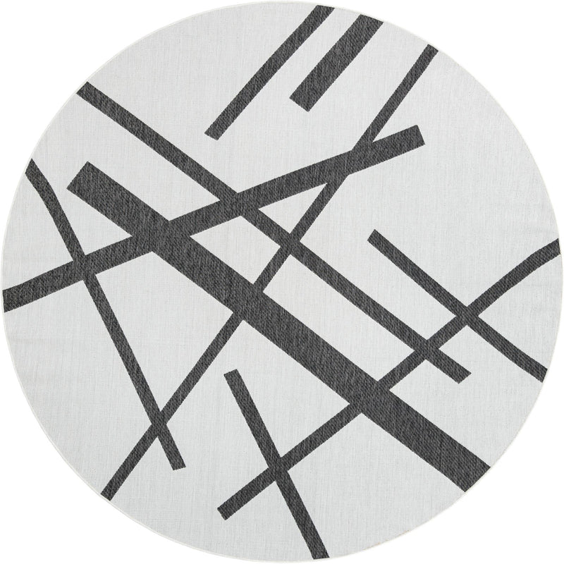 Urban Terrace Collection Area Rug -  Bowery Round Black and White  lifestyle 9