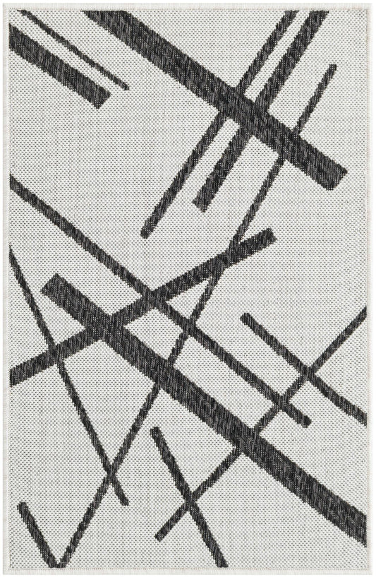 Urban Terrace Collection Area Rug -  Bowery Rectangle Black and White  lifestyle 2
