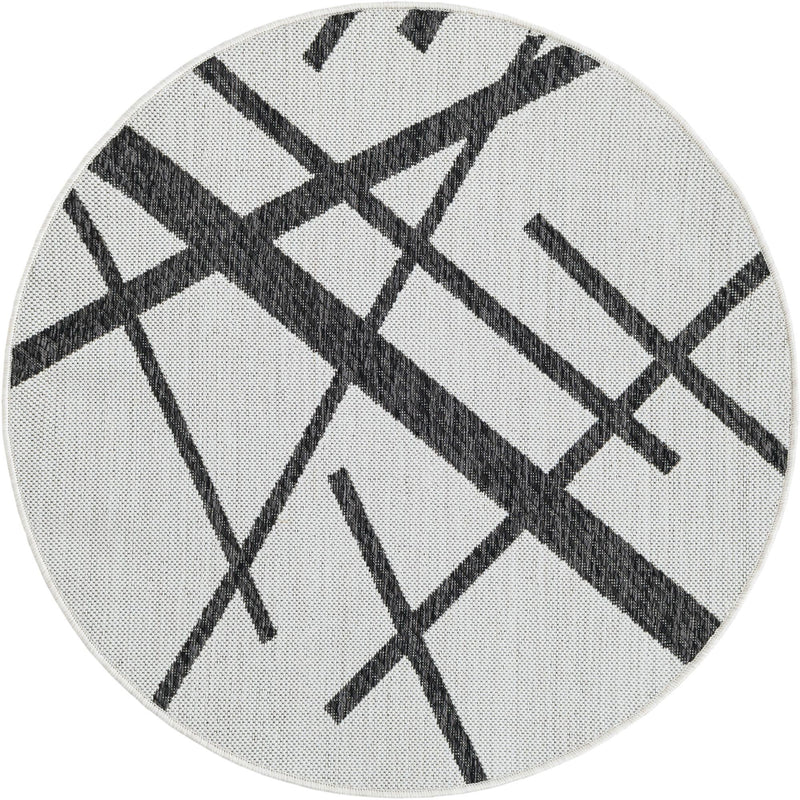Urban Terrace Collection Area Rug -  Bowery Round Black and White Main