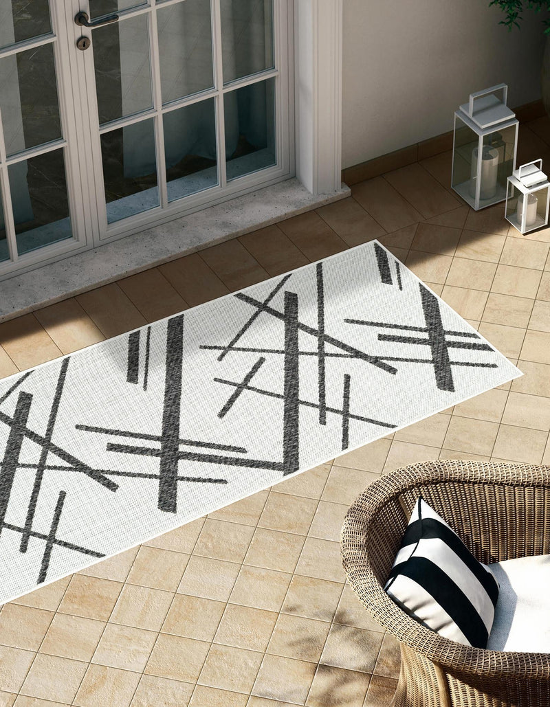 Urban Terrace Collection Area Rug -  Bowery Runner Black and White  lifestyle 2