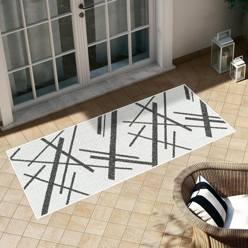 Urban Terrace Collection Area Rug -  Bowery Runner Black and White  lifestyle 14