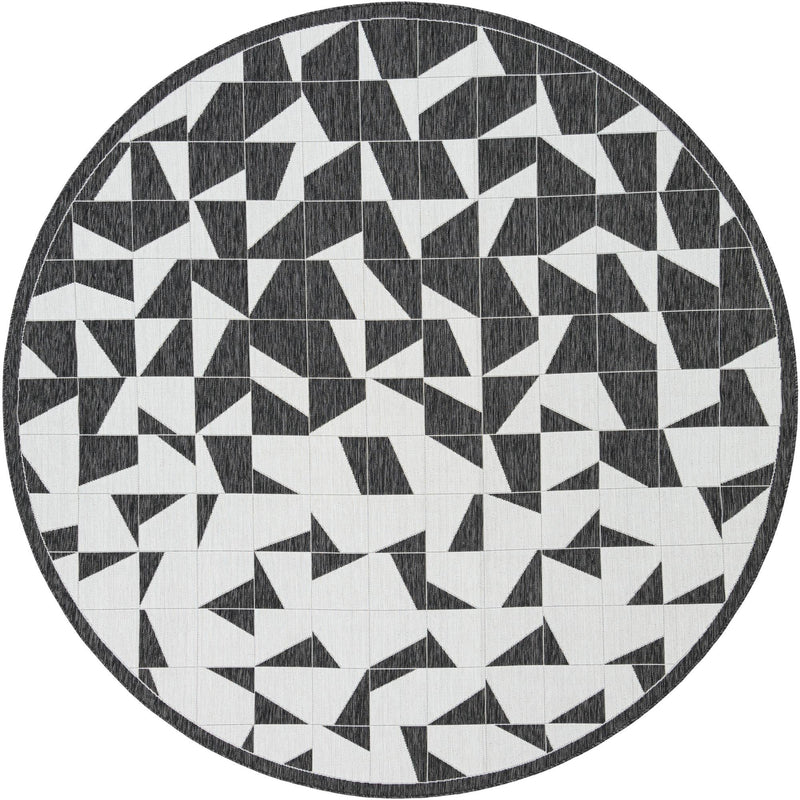 Urban Terrace Collection Area Rug -  Mercer Round Black and White Main