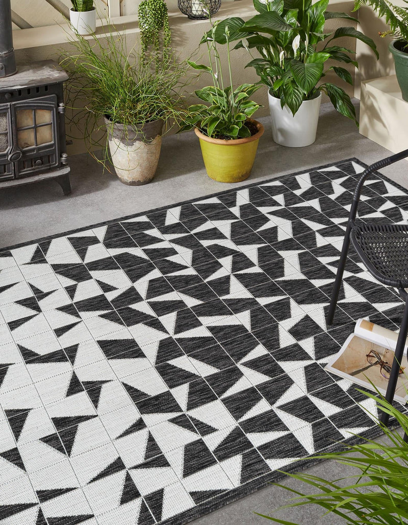 Urban Terrace Collection Area Rug -  Mercer Rectangle Black and White  lifestyle 2