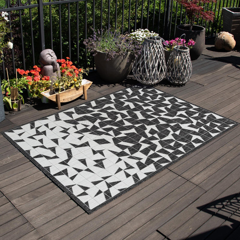 Urban Terrace Collection Area Rug -  Mercer Rectangle Black and White  lifestyle 13