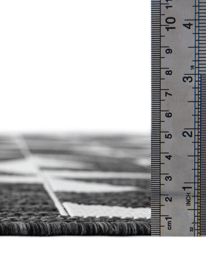 Urban Terrace Collection Area Rug -  Mercer Round Black and White  lifestyle 82