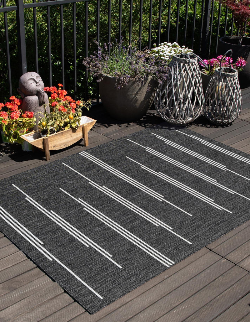Urban Terrace Collection Area Rug -  Brooklyn Rectangle Black and White  lifestyle 0