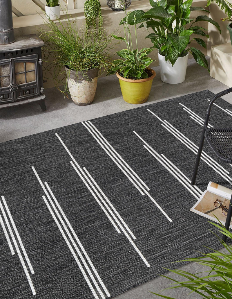Urban Terrace Collection Area Rug -  Brooklyn Rectangle Black and White  lifestyle 2