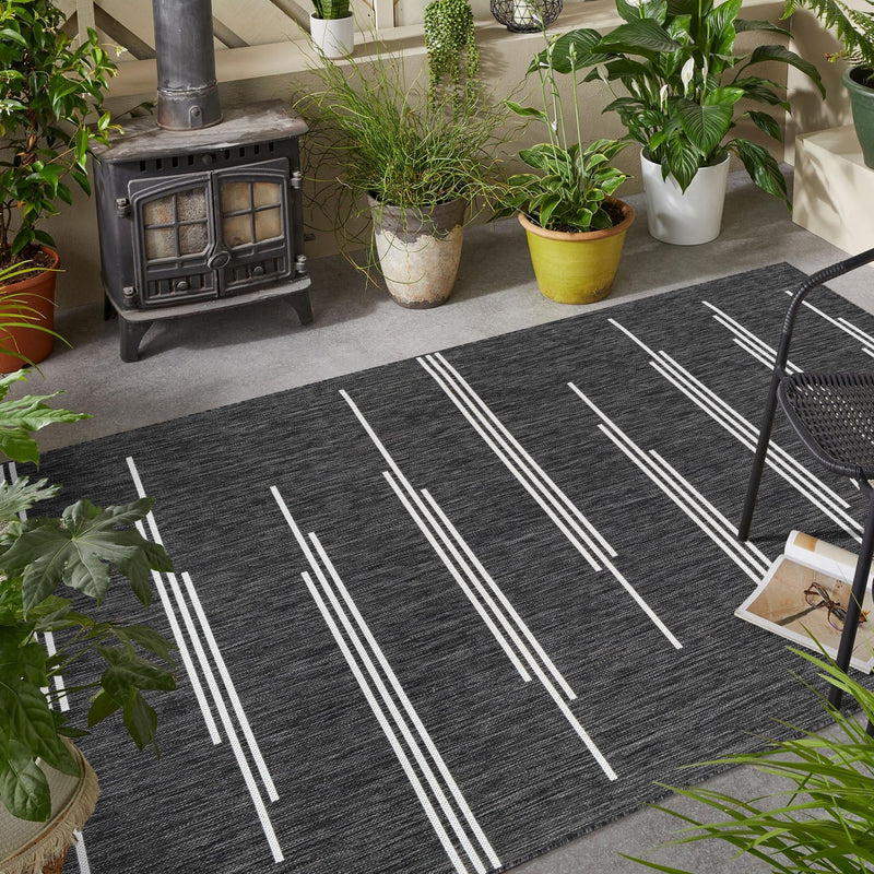 Urban Terrace Collection Area Rug -  Brooklyn Rectangle Black and White  lifestyle 14