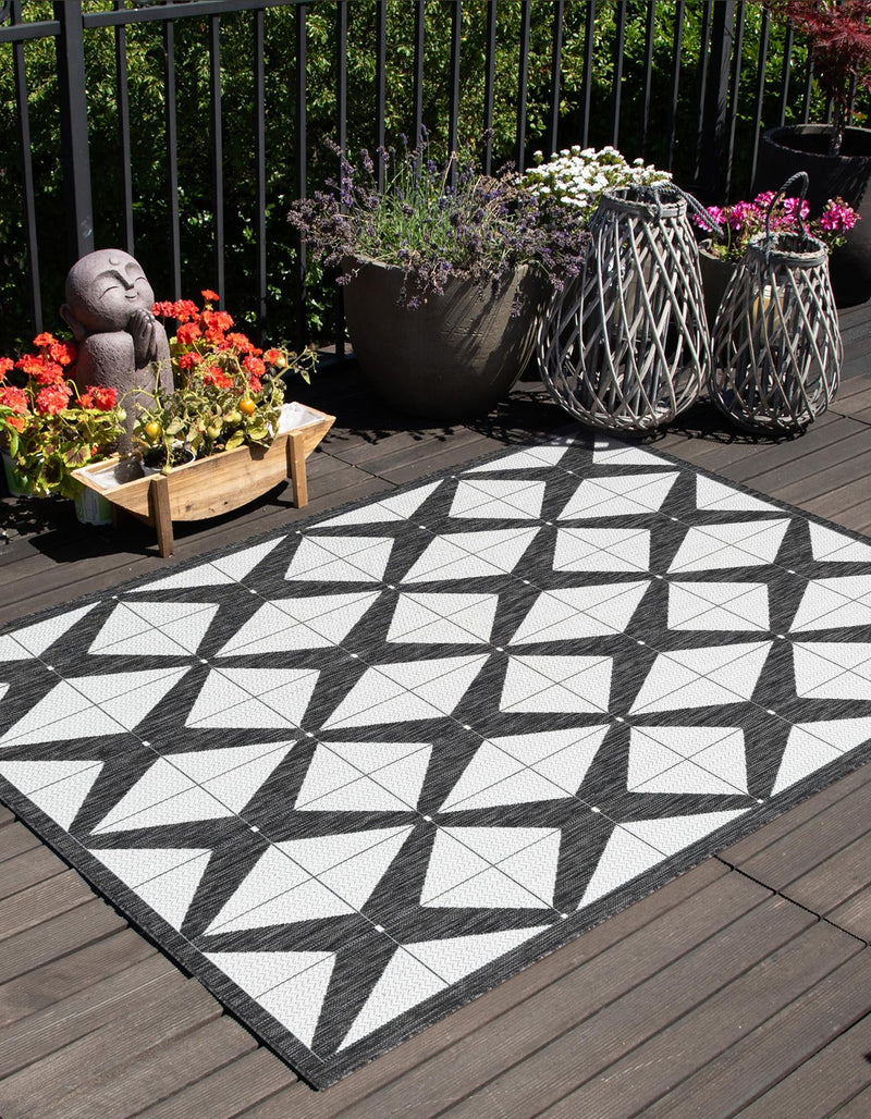 Urban Terrace Collection Area Rug -  Hudson Rectangle Black and White  lifestyle 0