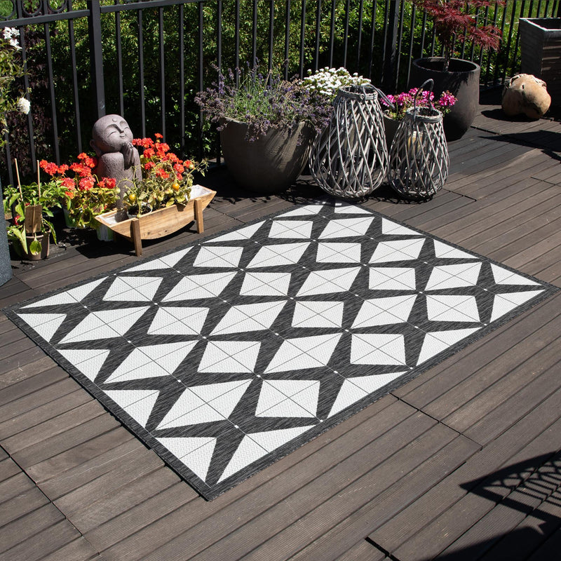 Urban Terrace Collection Area Rug -  Hudson Rectangle Black and White  lifestyle 13