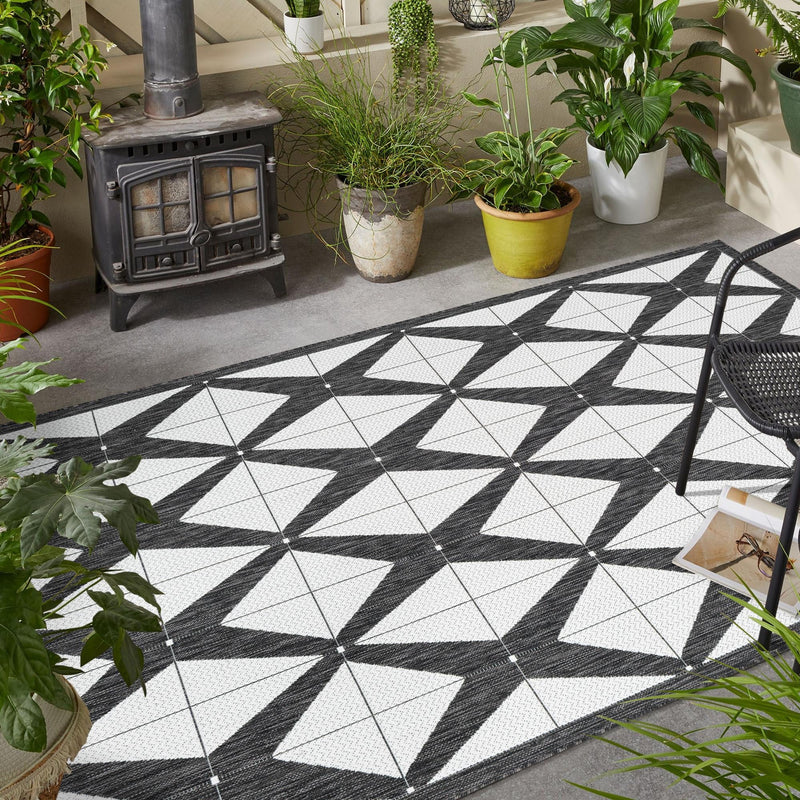 Urban Terrace Collection Area Rug -  Hudson Rectangle Black and White  lifestyle 14