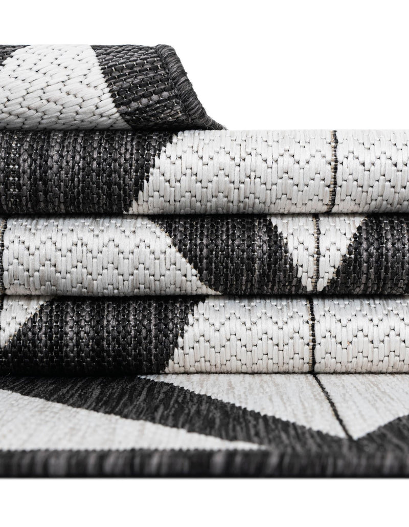 Urban Terrace Collection Area Rug -  Hudson Round Black and White  lifestyle 79