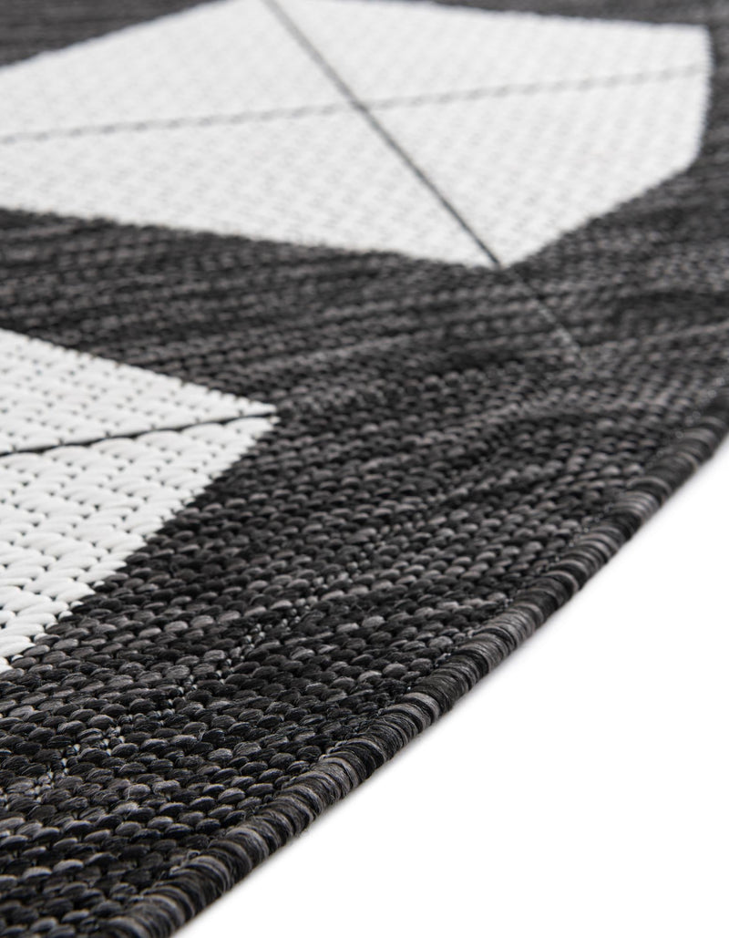 Urban Terrace Collection Area Rug -  Hudson Round Black and White  lifestyle 7