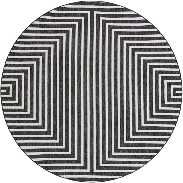 Urban Terrace Collection Area Rug -  Astoria (Black and White) Round Black and White Main