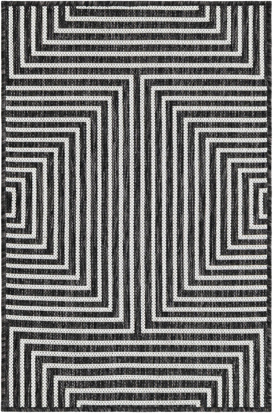 Urban Terrace Collection Area Rug -  Astoria (Black and White) Rectangle Black and White Main