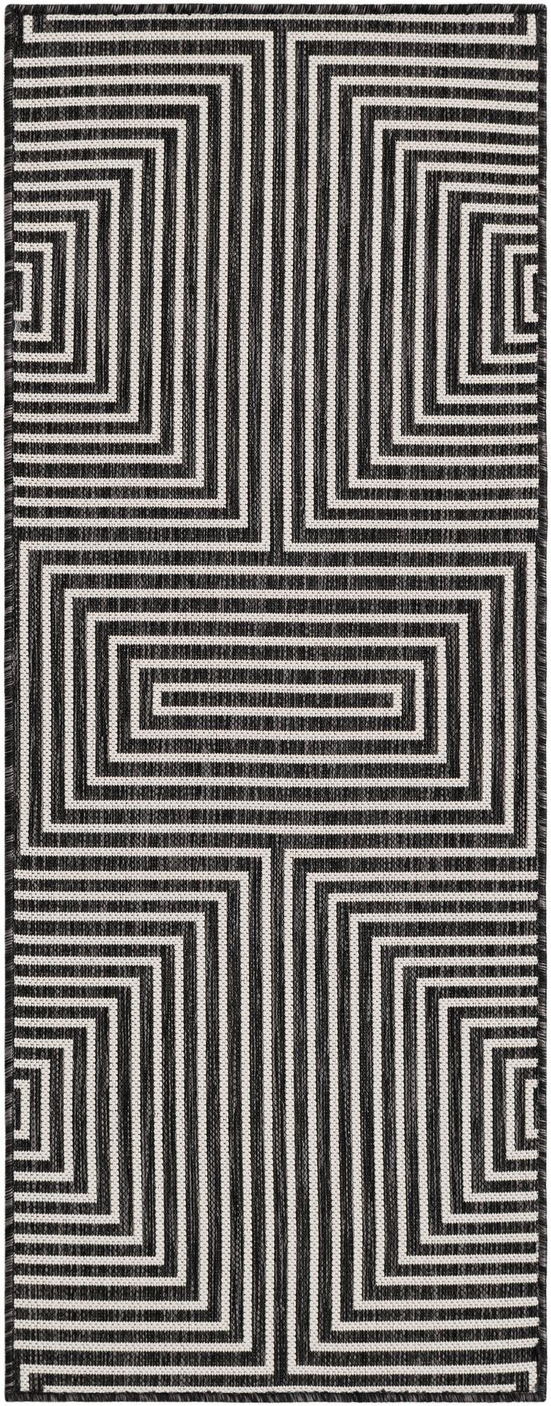 Urban Terrace Collection Area Rug -  Astoria (Black and White) Runner Black and White  lifestyle 45