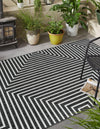 Urban Terrace Collection Area Rug -  Astoria (Black and White) Rectangle Black and White  lifestyle 2