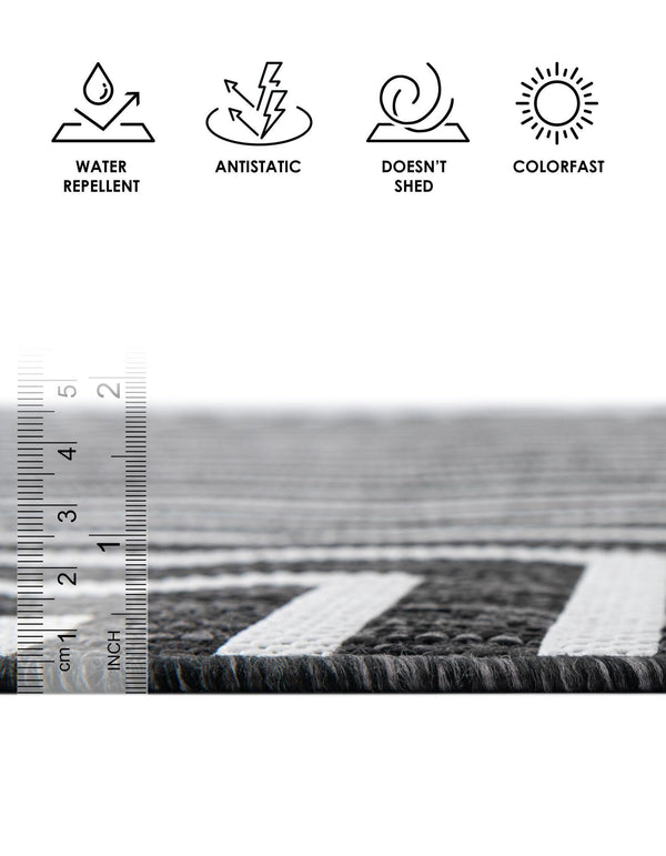 Urban Terrace Collection Area Rug -  Astoria (Black and White) Rectangle Black and White  lifestyle 3