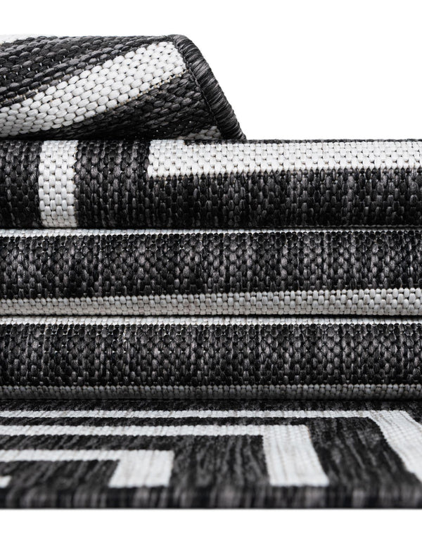 Urban Terrace Collection Area Rug -  Astoria (Black and White) Rectangle Black and White  lifestyle 12