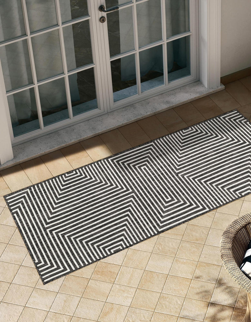 Urban Terrace Collection Area Rug -  Astoria (Black and White) Runner Black and White  lifestyle 2