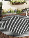 Urban Terrace Collection Area Rug -  Astoria (Black and White) Round Black and White  lifestyle 0