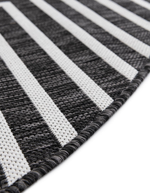 Urban Terrace Collection Area Rug -  Astoria (Black and White) Round Black and White  lifestyle 5