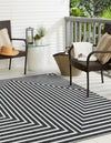 Urban Terrace Collection Area Rug -  Astoria (Black and White) Square Black and White  lifestyle 2