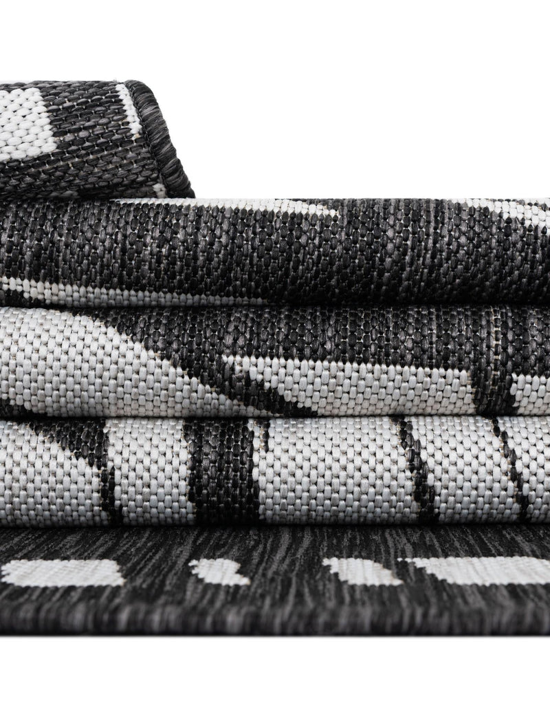 Urban Terrace Collection Area Rug -  Queens Rectangle Black and White  lifestyle 27
