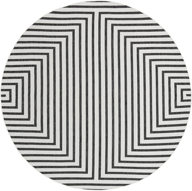 Urban Terrace Collection Area Rug -  Astoria (White and Black) Round White and Black Main